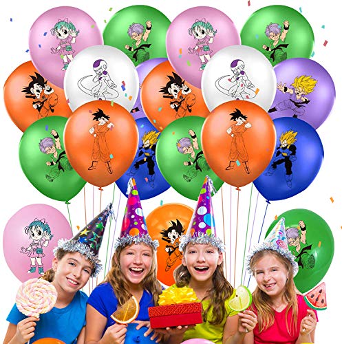 Qemsele Geburtstag Luftballons für Kinder, 50pcs Karikatur Konfetti Luftballons 12 zoll Latex Ballons mit Bändern Geburtstag Party Dekoration Karneval, Kindergeburtstag (Dragonball) von Qemsele
