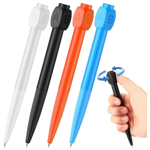 Qerwsdty 4 Stück ABCD-Kugelschreiber mit Rotationsreduzierer, Gadget zum Stressabbau für das Büro, Einfach zu Verwenden von Qerwsdty