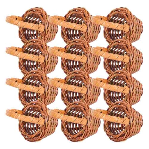 Qerwsdty Mini-Flechtkörbe, Miniatur-Blumenkörbe, Miniatur-Blumenkörbe, Kleine Süßigkeiten-Geschenkkörbe von Qerwsdty