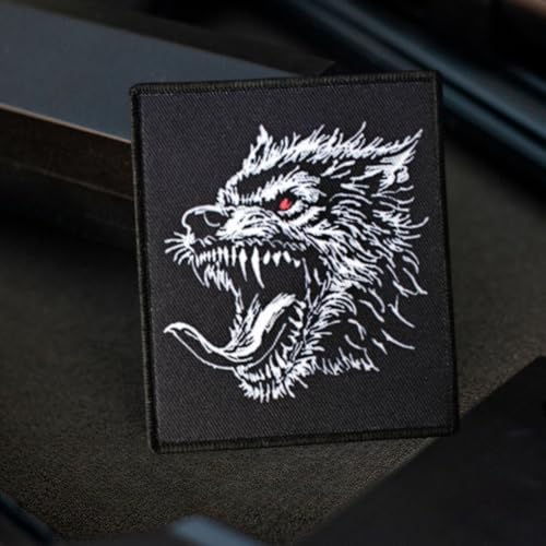 Klett Patch, "Böser Wolf" Patches Klett, Taktisches Militärisches Patch-Abzeichen, DIY Kleidung Jacke Rucksack Hut Dekoration Klettpatches, Ausgestattet Mit Klettverschluss von Qeuufieu