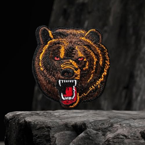Klett Patch, Brüllender Braunbär Patches Klett, Taktisches Militärisches Patch-Abzeichen, DIY Kleidung Jacke Rucksack Hut Dekoration Klettpatches, Ausgestattet Mit Klettverschluss von Qeuufieu