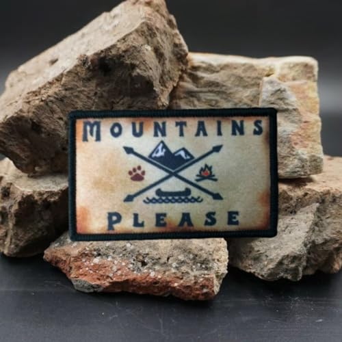 Klett Patch, "MOUNTAINS PLEASE" Patches Klett, Taktisches Militärisches Patch-Abzeichen, DIY Kleidung Jacke Rucksack Hut Dekoration Klettpatches, Ausgestattet Mit Klettverschluss von Qeuufieu