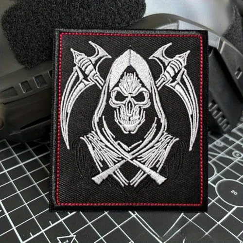 Klett Patch, Sensenmann Patches Klett, Taktisches Militärisches Patch-Abzeichen, DIY Kleidung Jacke Rucksack Hut Dekoration Klettpatches, Ausgestattet Mit Klettverschluss von Qeuufieu