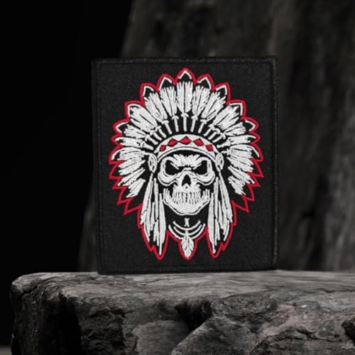 Klett Patch,"Stammes-Skelett" Patches Klett, Taktisches Stickerei Militärisches Patch-Abzeichen, DIY Kleidung Jacke Rucksack Hut Dekoration Klettpatches, Ausgestattet Mit Klettverschluss von Qeuufieu