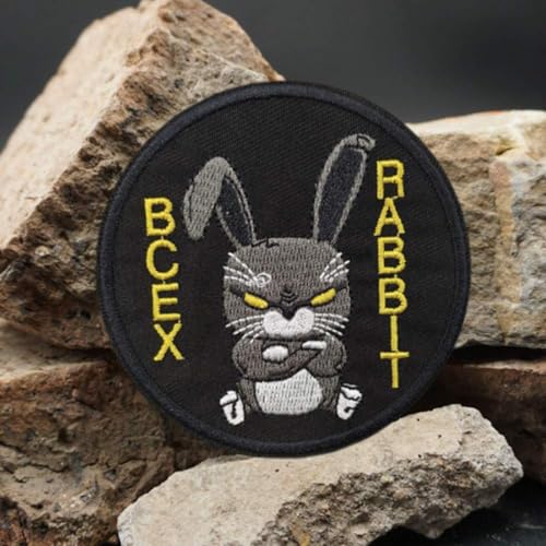 Klett Patch,"Wütendes Kaninchen"Patches Klett,Taktisches Stickerei Patch-Abzeichen, DIY Kleidung Jacke Rucksack Hut Dekoration Klettpatches, Ausgestattet Mit Klettverschluss von Qeuufieu