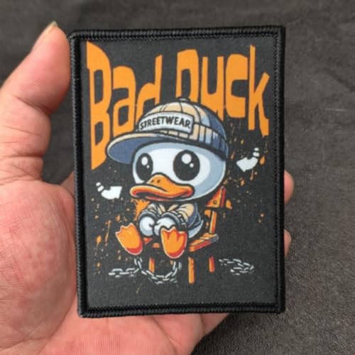Klett Patch,Böse Ente Patches Klett, Lustig Taktisches Patch-Abzeichen, DIY Kleidung Jacke Rucksack Hut Dekoration Klettpatches, Ausgestattet Mit Klettverschluss von Qeuufieu