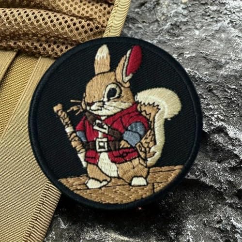 Klett Patch,Samurai-Kaninchen Patches Klett, Stickerei Militärisches Patch-Abzeichen, DIY Kleidung Jacke Rucksack Hut Dekoration Klettpatches, Ausgestattet Mit Klettverschluss von Qeuufieu