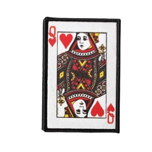 Klett Patch,Spielkarten Queen Patches Klett, Lustig Patch-Abzeichen, DIY Kleidung Jacke Rucksack Hut Dekoration Klettpatches, Ausgestattet Mit Klettverschluss von Qeuufieu