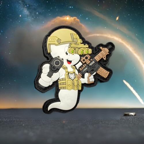 Klett Patch,Taktischer Geister Patches Klett,PVC Militärisches Patch-Abzeichen, DIY Kleidung Jacke Rucksack Hut Dekoration Klettpatches, Ausgestattet Mit Klettverschluss von Qeuufieu
