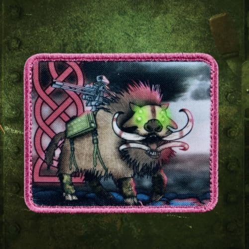 Klett Patch,Taktisches Wildschwein Patches Klett, Taktisches Militärisches Patch-Abzeichen, DIY Kleidung Jacke Rucksack Hut Dekoration Klettpatches, Ausgestattet Mit Klettverschluss von Qeuufieu