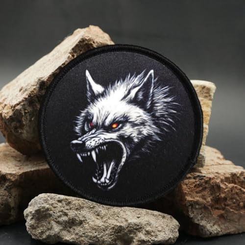 Klett Patch,Wolf Patches Klett, Taktischer Militärisches Patch-Abzeichen, DIY Kleidung Jacke Rucksack Hut Dekoration Klettpatches, Ausgestattet Mit Klettverschluss von Qeuufieu