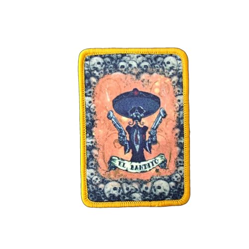 Qeuufieu Klett Patch, "Doppelpistolen-Schädelkarte "Patches Klett, Taktisches Militärisches Patch-Abzeichen, DIY Kleidung Jacke Rucksack Hut Dekoration Klettpatches, Ausgestattet Mit Klettverschluss von Qeuufieu