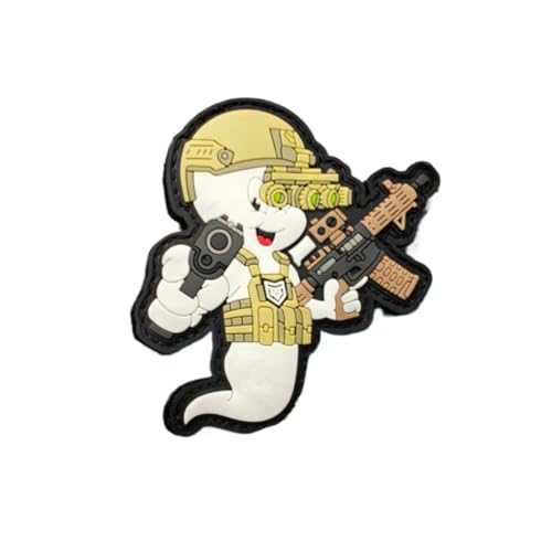 Qeuufieu Klett Patch,Taktischer Geister Patches Klett,PVC Militärisches Patch-Abzeichen, DIY Kleidung Jacke Rucksack Hut Dekoration Klettpatches, Ausgestattet Mit Klettverschluss von Qeuufieu