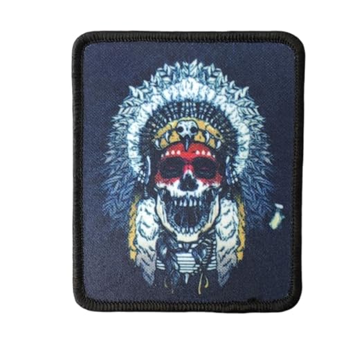 Qeuufieu Patch Klett, Skelet Indianer Taktischer Patch, Militärische Moral Abzeichen, DIY Kleidung Jacke Hut Rucksack Dekoration Qeuufieu Patch Klett, Skelet Indianer Taktischer Patch, Militärische Moral Abzeichen, DIY Kleidung Jacke Hut Rucksack Dekoration von Qeuufieu