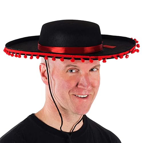 Qfdiwr Mexikanischer Sombrero-Hut – großer Hut mit Pompons, Zubehör für Kostüm mit breiter Krempe für Geburtstag, Halloween, Partys und festliche Veranstaltungen Qfdiwr Mexikanischer Sombrero-Hut – großer Hut mit Pompons, Zubehör für Kostüm mit breiter Krempe für Geburtstag, Halloween, Partys und festliche Veranstaltungen von Qfdiwr