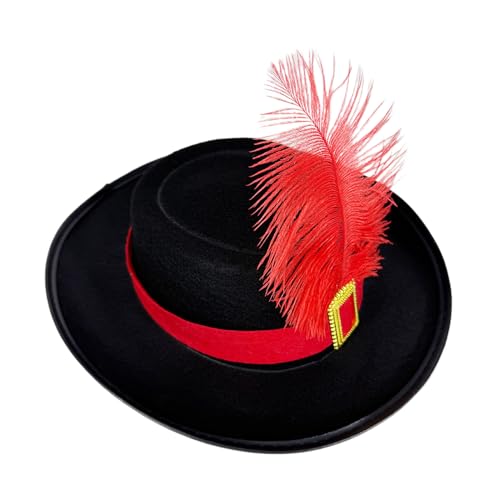 Qfdiwr Musketierhut für Filzhut mit Schal und Feder, dekorativ, Fantasie, atmungsaktiv, Bekleidungszubehör für Mädchen und Qfdiwr Musketierhut für Filzhut mit Schal und Feder, dekorativ, Fantasie, atmungsaktiv, Bekleidungszubehör für Mädchen und von Qfdiwr