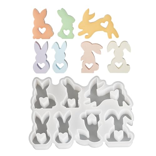 Qfdiwr Osterhasen Silikonform, Hasenkerzenform - 7 Cavity Love Heart Rabbit Soap Casting Form | Silikonform mit einfacher Freigabe, Handwerkswerkzeug für Qfdiwr Osterhasen Silikonform, Hasenkerzenform - 7 Cavity Love Heart Rabbit Soap Casting Form | Silikonform mit einfacher Freigabe, Handwerkswerkzeug für von Qfdiwr