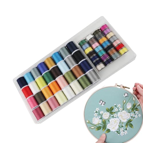 Qfdiwr Polyestergarn zum Nähen, verschiedene Farben, 32 höhere Beladung, 28 untere Belastung, Nähgarn, tragbare Stickwerkzeuge für erwachsene Frauen und Anfänger Qfdiwr Polyestergarn zum Nähen, verschiedene Farben, 32 höhere Beladung, 28 untere Belastung, Nähgarn, tragbare Stickwerkzeuge für erwachsene Frauen und Anfänger von Qfdiwr