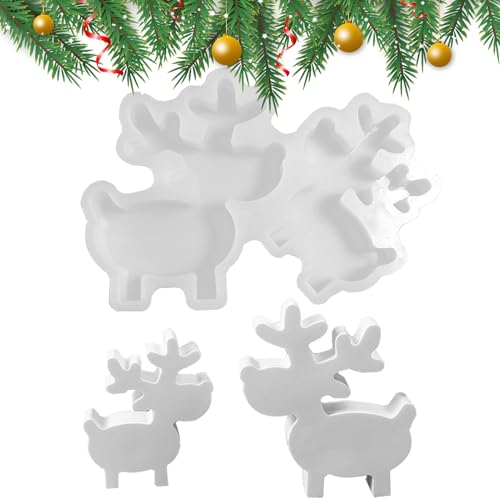 Qfdiwr Silikonform Hirsch | Kerzenformen Weihnachten Hirsch | Weiche Antihaft-Silikonform für Handwerk | Dekoration Haus Epoxidharz Zement DIY Backen Party von Qfdiwr
