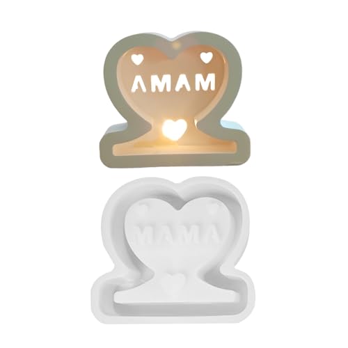 Qfdiwr Silikonform aus Kunstharz, Mama, Buchstabe Mama, Liebe, für Epoxidharz | Antihaft-Formen, Hausdekoration, für Kerzenhalter, Kunstharz, Handwerk, einfache Freigabe von Qfdiwr