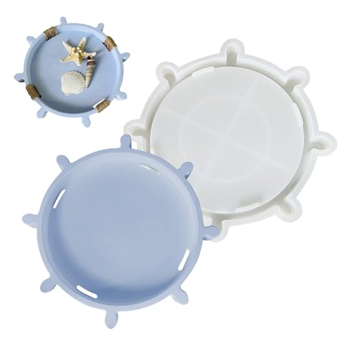 Qfdiwr Tablett-Formen für Epoxidharz, Aufbewahrungsbehälterform | Rudder Design Art Craft Formen für die Herstellung von Tellern Schmuck Dekoration Tisch Hochzeit von Qfdiwr