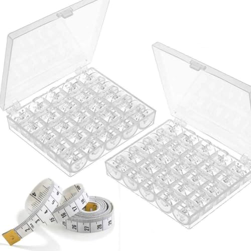 Qfun Spulen Nähmaschine 50 Stück Kunststoff, W6 Spulen Brother Spulen Nähmaschinenspulen Singer Spulen Fall für Babylock Janome Kenmore Nadel mit Spulenbox und Maßband Qfun Spulen Nähmaschine 50 Stück Kunststoff, W6 Spulen Brother Spulen Nähmaschinenspulen Singer Spulen Fall für Babylock Janome Kenmore Nadel mit Spulenbox und Maßband von Qfun