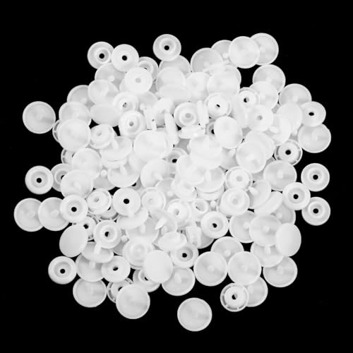 100 Sets Kunststoff-Druckknöpfe T5 Kunststoffknöpfe für Stoff, rund, weiß, kein Nähen, Druckknopf-Set für Kleidung, Handwerk, Hosen, DIY-Projekte von QfwdfcTrenz
