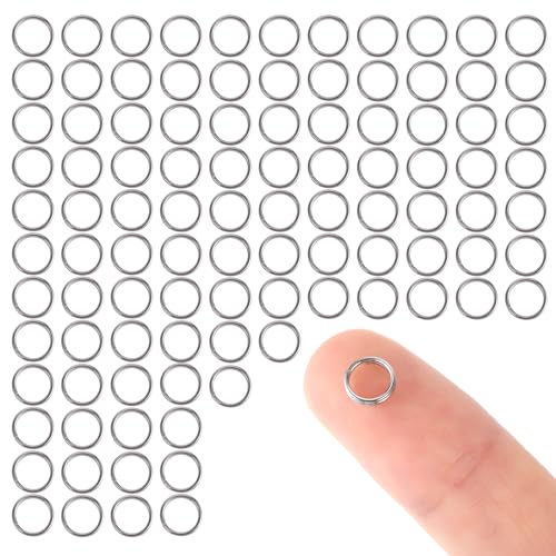 100 Stück 6 mm Schlüsselring Klein, Doppelring Biegeringe Schmuck Kleine Ringe Edelstahl Offene Sprungringe Jump Rings Runde Schlüsselring Spaltringe Split Ringe für Halsketten, Armbänder, DIY Ornamen von QfwdfcTrenz