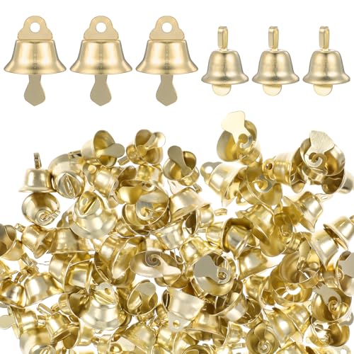100 Stück Kleine Glocken zum Basteln Mini Goldglocken Bastelglöckchen Hochzeitsglocken Goldene Deko Glöckchen Windspiele Ornamente Vintage-Glocken für DIY Dekoration von QfwdfcTrenz