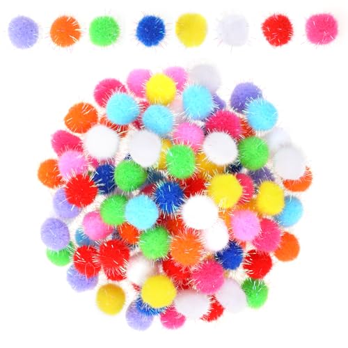 100 Stück Pompons zum Basteln Bälle 2cm Mini Bunte Pompons zum Basteln Weiche Kreative DIY Pompon Girlanden Flauschige Pompon in Großen Mengen für Handwerk Kreative Party Dekoration von QfwdfcTrenz