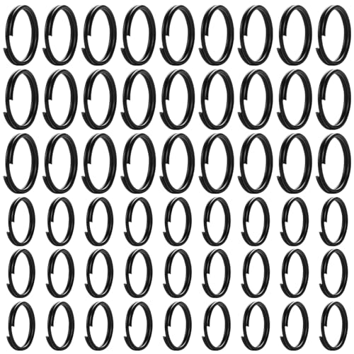 100 Stück Schlüsselring Schwarz Metall Runde Schlüsselring kleine Metallringe Edelstahl Split Ringe Sets Schlüsselringe Schlüsselanhänger für Hausschlüssel Autoschlüssel Basteln DIY von QfwdfcTrenz