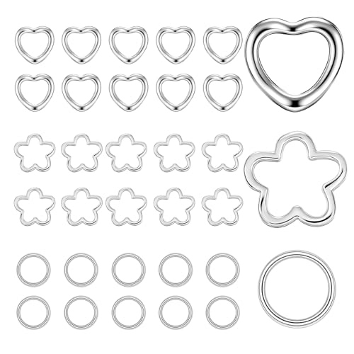 120 Stück Herzperlen, Rahmen, Blumenperlen, Metall, hohl, Antik-Silber-Legierung, runde Ring-Glieder-Abstandshalter für Schmuckherstellung, Armband, Bastelbedarf, Valentinstag, Geburtstag, Weihnachten 120 Stück Herzperlen, Rahmen, Blumenperlen, Metall, hohl, Antik-Silber-Legierung, runde Ring-Glieder-Abstandshalter für Schmuckherstellung, Armband, Bastelbedarf, Valentinstag, Geburtstag, Weihnachten von QfwdfcTrenz