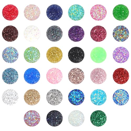 150 Stück Faux Druzy Cabochons Flach Rückseite Runde Harzperlen 12mm Flachrückseite Druzy Irisierende Bunte Cabochons Cameo Flachrückseite Edelsteine DIY Zubehör (Gemischte Farben) von QfwdfcTrenz