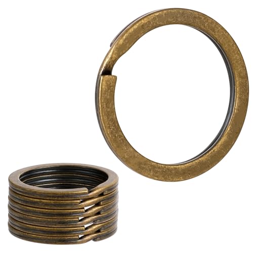 20 Stück Antik-Bronze Flache Schlüsselanhänger aus Metall Dicker runder geteilter Hundemarkenring Schlüsselanhänger Clip Schlüsselanhänger for Home Office Autoschlüssel Befestigung Kunsthandwerk von QfwdfcTrenz