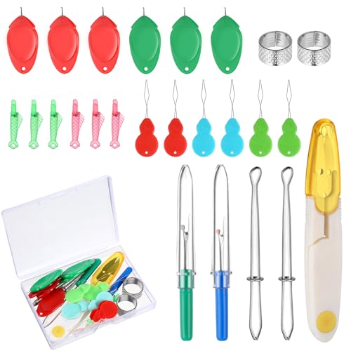 25-teiliges Nadeleinfädler-Set, Handnähwerkzeug-Set enthält Fischmund, Kürbis- und Daumeneinfädler, Nahttrenner, Nähpinzette, Fingerhut, Schere 25-teiliges Nadeleinfädler-Set, Handnähwerkzeug-Set enthält Fischmund, Kürbis- und Daumeneinfädler, Nahttrenner, Nähpinzette, Fingerhut, Schere von QfwdfcTrenz