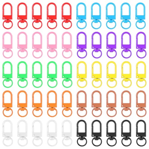 50 Stück bunte Metall-Karabinerverschlüsse, drehbare Schlüsselbänder, Karabinerhaken mit Schlüsselringen, DIY-Zubehör für Reißverschlussschieber, Rucksack, Charms, Schlüsselanhänger 50 Stück bunte Metall-Karabinerverschlüsse, drehbare Schlüsselbänder, Karabinerhaken mit Schlüsselringen, DIY-Zubehör für Reißverschlussschieber, Rucksack, Charms, Schlüsselanhänger von QfwdfcTrenz