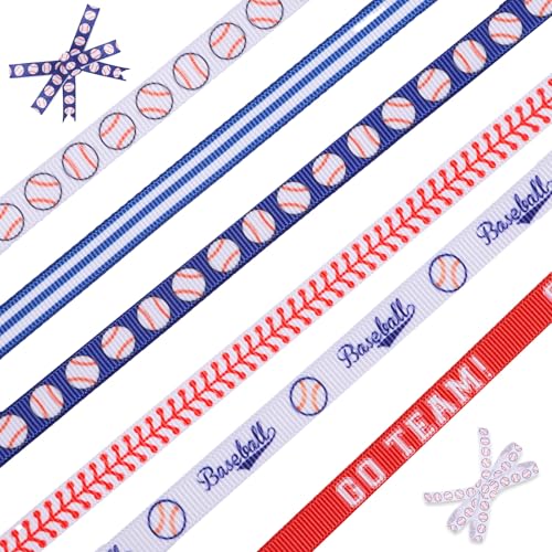 Baseball-Ripsbänder zum Basteln, 1,9 cm, rot-blau gestreiftes Band für Geschenkverpackungen, Sport-Team-Dekorationen, Themenparty, Dekoration, Nähen, Bastelbedarf, 6 Rollen, 18 Meter Baseball-Ripsbänder zum Basteln, 1,9 cm, rot-blau gestreiftes Band für Geschenkverpackungen, Sport-Team-Dekorationen, Themenparty, Dekoration, Nähen, Bastelbedarf, 6 Rollen, 18 Meter von QfwdfcTrenz