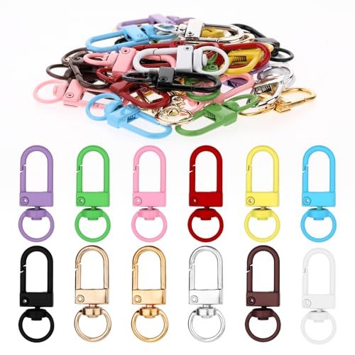 Bunte Karabinerverschlüsse aus Metall, drehbar, mit Schlüsselringen, Karabinerhaken, DIY-Zubehör für Taschen, Schlüsselanhänger, Schmuckherstellung, Handwerk, 36 Stück Bunte Karabinerverschlüsse aus Metall, drehbar, mit Schlüsselringen, Karabinerhaken, DIY-Zubehör für Taschen, Schlüsselanhänger, Schmuckherstellung, Handwerk, 36 Stück von QfwdfcTrenz