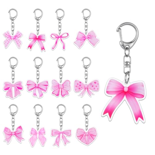 QfwdfcTrenz 12 Stück rosa Schleifen-Acryl-Schlüsselanhänger, rosa Schleife, Partyzubehör, Party-Dekorationen, Zubehör für Geburtstag, Junggesellinnenabschied, Brautparty, Geschenke QfwdfcTrenz 12 Stück rosa Schleifen-Acryl-Schlüsselanhänger, rosa Schleife, Partyzubehör, Party-Dekorationen, Zubehör für Geburtstag, Junggesellinnenabschied, Brautparty, Geschenke von QfwdfcTrenz