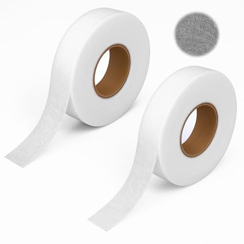 QfwdfcTrenz 2 Pack Saumband zum Aufbügeln 50 Meter Länge 20 mm BreiteBügelband für Vorhänge Ohne Nähen Klebeband in Weiß Gardinenband Nahtband Saumband Zum Aufbügeln für Saum Jeans Vorhänge Hosen von QfwdfcTrenz