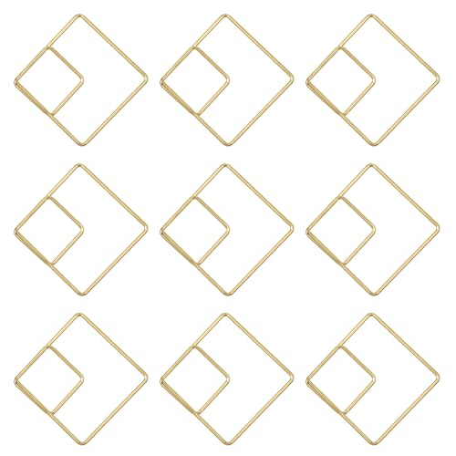 Quadratische goldene Büroklammern, Edelstahl, geometrische Büroklammern, niedlich, dekorativ, ausgefallene Mini-Büroklammern, Lesezeichen, Büroklammern für die Organisation von Dokumenten, Fotos von QfwdfcTrenz