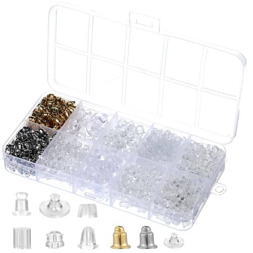 Silikon-Ohrring-Verschlüsse für Ohrstecker, 6 Stile, transparente Ohrringe, Sicherheitsrückseite, Gummi, weich, transparent, Gummi-Ohrringe, Stopper, Ohr-Verschlüsse, Ersatz-Verschlüsse, 500 Stück Silikon-Ohrring-Verschlüsse für Ohrstecker, 6 Stile, transparente Ohrringe, Sicherheitsrückseite, Gummi, weich, transparent, Gummi-Ohrringe, Stopper, Ohr-Verschlüsse, Ersatz-Verschlüsse, 500 Stück von QfwdfcTrenz