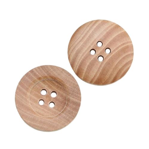 10mm/11mm/12mm/15mm/20mm/25mm Runde Holzknöpfe Kleidung Vierlochknöpfe, Breite Krempe in Holzfarbe, 12mm-30Stk von Qgsaghty
