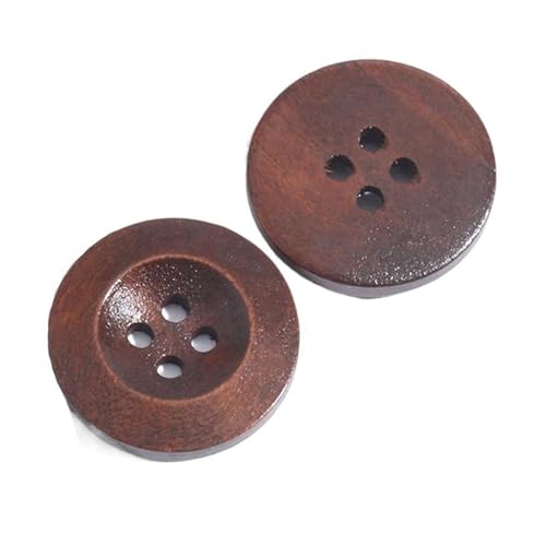 10mm-38mm Holzknöpfe Pullover Mantelknöpfe, Vier-Loch-Kaffee, 34mm-5Stk von Qgsaghty