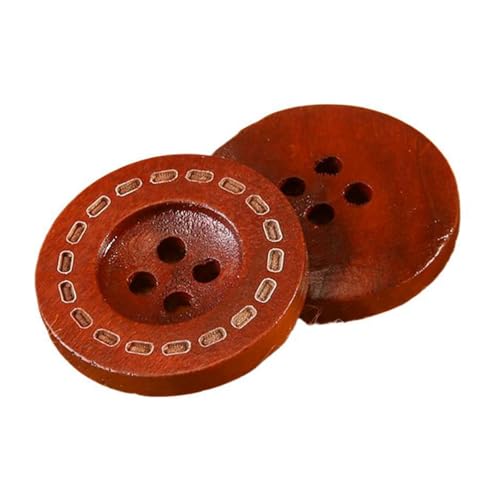 10mm-38mm Holzknopf Männer und Frauen Mantel Holzknopf Kleidung Zubehör, Vier-Loch-roter Kaffee, 15mm – 10 Stück von Qgsaghty