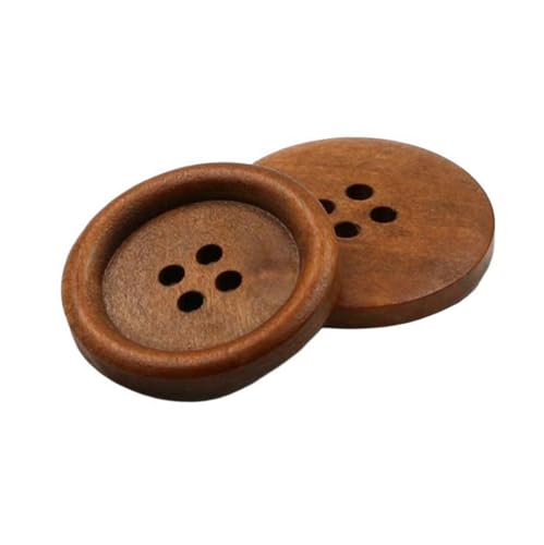 10mm-38mm runde Holzknöpfe Hemdmantelknöpfe Kleidungsknöpfe, Vier Löcher 3-Licht-Kaffee, 20mm-6Stk von Qgsaghty
