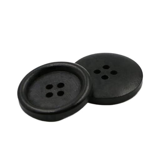 10mm-38mm runde Holzknöpfe Hemdmantelknöpfe Kleidungsknöpfe, Vier Löcher 3-schwarz, 15mm – 10 Stück von Qgsaghty