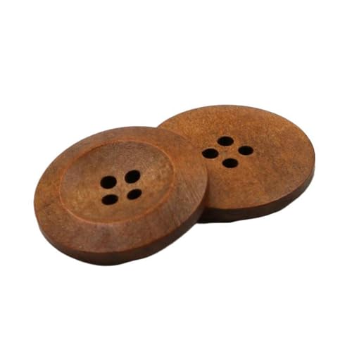 10mm-38mm runde Holzknöpfe Hemdmantelknöpfe Kleidungsknöpfe, Vier Löcher 4-Licht-Kaffee, 22,5mm – 10 Stück von Qgsaghty