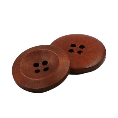 10mm-38mm runde Holzknöpfe Hemdmantelknöpfe Kleidungsknöpfe, Vier Löcher 4-roter Kaffee, 18mm-10Stk von Qgsaghty