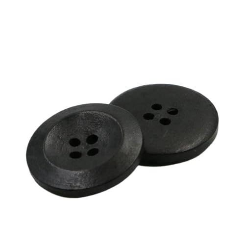 10mm-38mm runde Holzknöpfe Hemdmantelknöpfe Kleidungsknöpfe, Vier Löcher 4-schwarz, 28mm-10Stk von Qgsaghty
